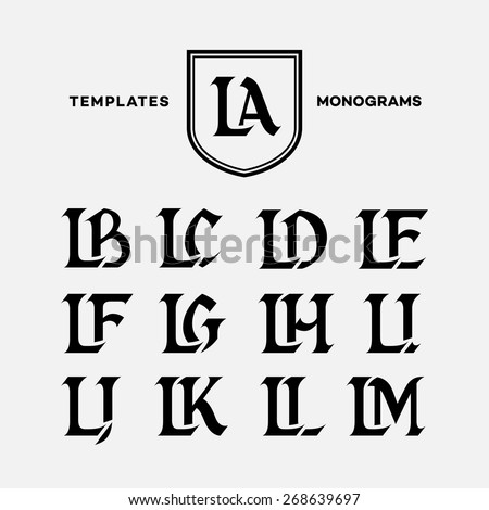 Monogram design template with combinations of capital letters LA LB LC LD LE LF LG LH LI LJ LK LL LM. Vector illustration. Stock fotó © 