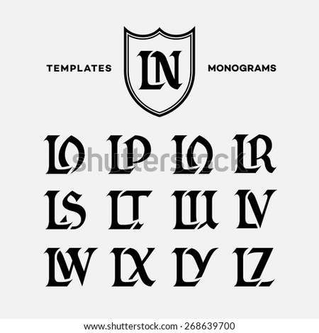 Monogram design template with combinations of capital letters LN LO LP LQ LR LS LT LU LV LW LX LY LZ. Vector illustration. Stock fotó © 