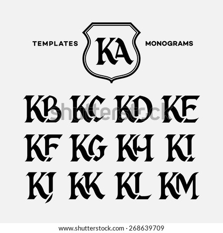 Monogram design template with combinations of capital letters KA KB KC KD KE KF KG KH KI KJ KK KL KM. Vector illustration. Stock fotó © 