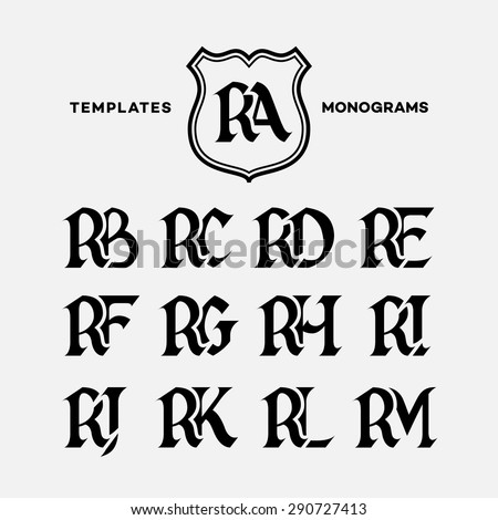 Monogram design template with combinations of capital letters RA RB RC RD RE RF RG RH RI RJ RK RL RM. Vector illustration. Stok fotoğraf © 