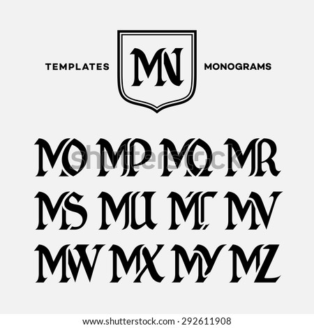 Monogram design template with combinations of capital letters MN MO MP MQ MR MS MT MU MV MW MX MY MZ. Vector illustration. Zdjęcia stock © 