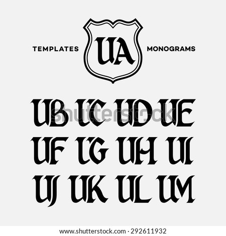 Monogram design template with combinations of capital letters UA UB UC UD UE UF UG UH UI UJ UK UL UM. Vector illustration. Zdjęcia stock © 