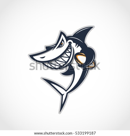 Angry shark mascot for a rugby team. Vector illustration.