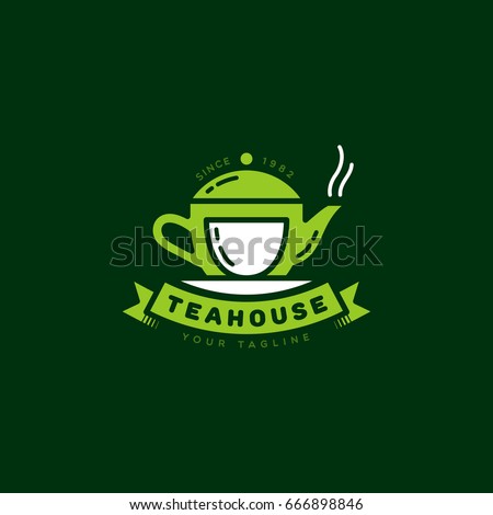 Teahouse logo template design. Vector illustration.