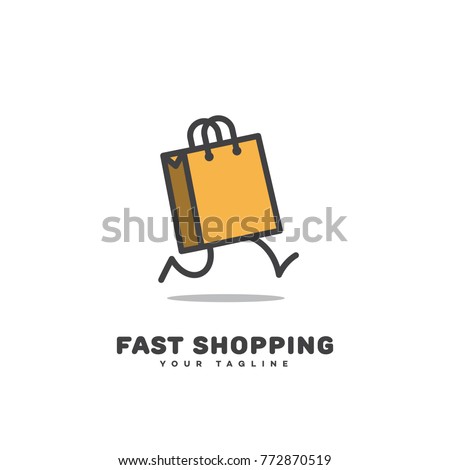 Fast shopping logo template design. Vector illustration.