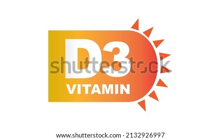 Label with sun and inscription, vitamin d3.