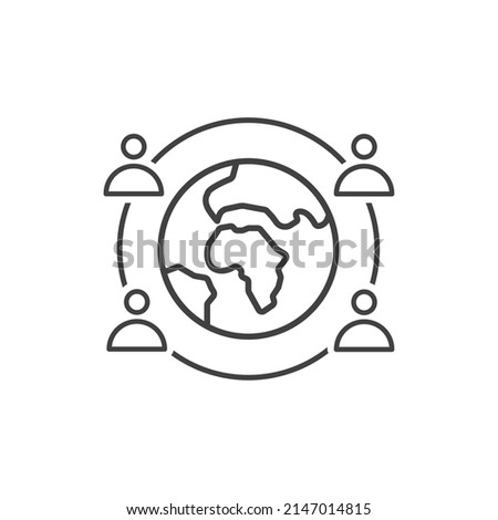 Globe and people, icon, vector illustration.