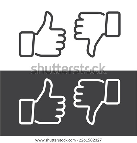 Thumbs up and thumbs down. Flat style - stock vector.