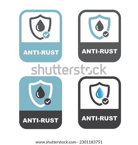 Anti-rust logo, sticker, vector label, set.