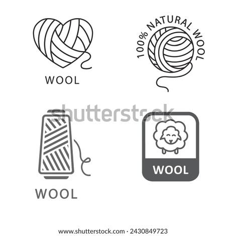 Vector label or badge for natural wool. Symbol wool for clothes.