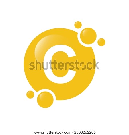 Vitamin C orange and structure. Pill vitamins complex - icon, vector.