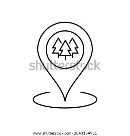 woods, forest tree map pin line icon vector design, editable stroke line icon