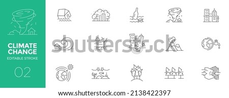 Set of Climate Change line icons - Editable stroke