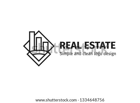 Business real estate vector logo. Home and house symbol logo. Clean, simple, and flat design. Modern style with elegant shape logo