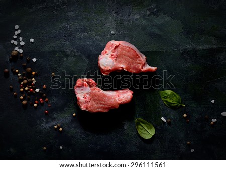 Raw Lamb On A Black Background Stock Photo 296111561 : Shutterstock