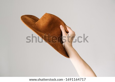 Similar – Image, Stock Photo hat in the hands of a naked man closeup