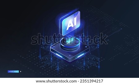 Artificial Intelligence banner, Deep learning machine learning, Technology clouds digital futuristic AI computer concept, 3D or Isometric vector style business web