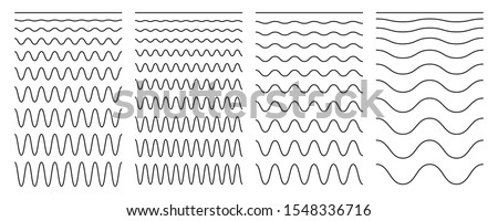 Set of wavy horizontal lines on a white background. Vector design element.