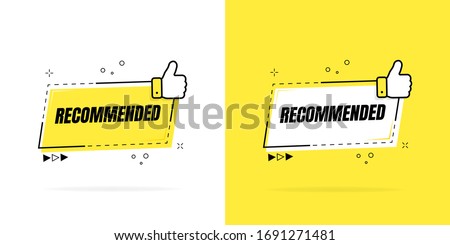 Recommended label with thumbs up. Geometric banner. Good choice recommendation. Vector illustration. 商業照片 © 