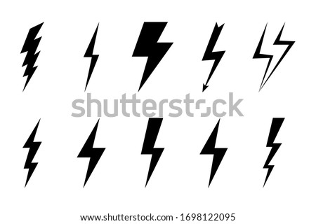 Install Lightning. Modern flat style vector illustration. Lightning bolt Lightning flash icon set. Flat style on a dark background. Vector Stock fotó © 