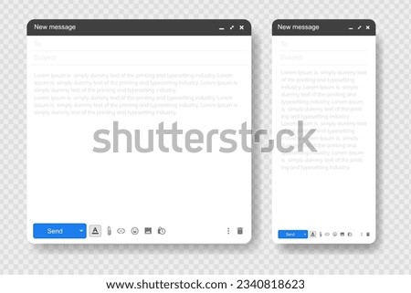 Blank window of Email, template vector illustration. Email message window. Modern flat style.