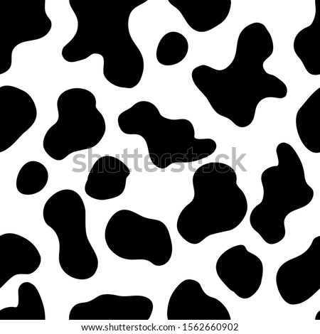 Vector design of milk cow skin pattern with smooth black and white texture, can be used for fabrics, textiles, wrapping paper, tablecloths, curtain fabrics, clothing etc.