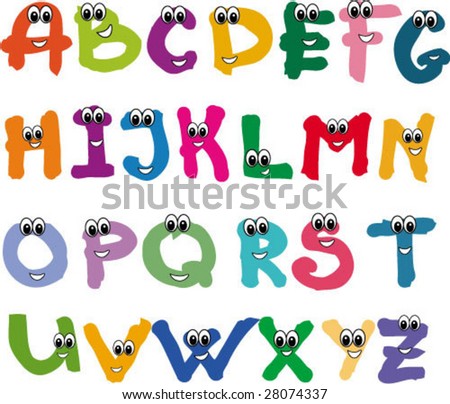 Funny Letters With Eyes And Smiles Stock Vector 28074337 : Shutterstock