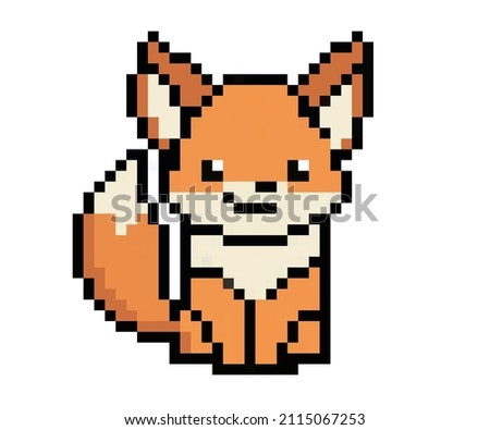 Pixel character - fox for games, applications and print