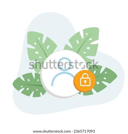 User lock flat design vector Illustration Icon decorated with leaves for web use for icon, user, locked, modify, permissions, privacy, technology, profile, protection