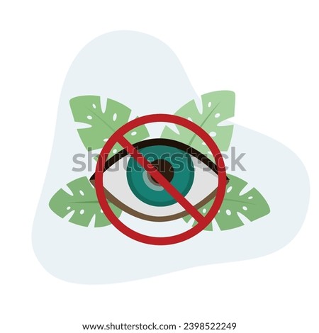 Eye Slash, flat vector Illustration Icon decorated with leaves for web use for restricted view, security, see, sight, review, eyesight, excluded