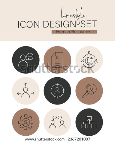 Linestyle Icon Design Set Human Resources