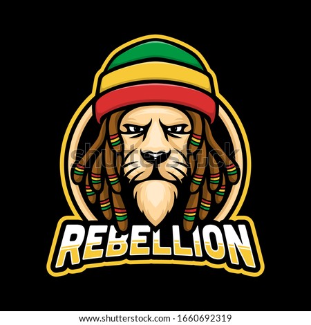Dreadlock rasta lion mascot logo