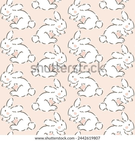 
Blushing bunnies running capturing the spirit of Easter and spring with dark brown,off white,cream. Great for home decor, fabric, wallpaper, gift-wrap, stationery, and packaging design projects.
