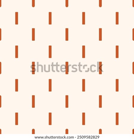 Holiday themed running stitch design forming a stripe pattern in orange on an off-white background. Christmas seamless vector pattern. Great for home decor, fabric, wallpaper, giftwrap, stationery.