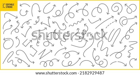 Arrow hand drawn icons set - editable stroke