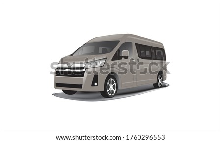 luxurious modern 3d HI-ACE grand royale mpv multi purpose vehicle, gmc, chevy passenger van for transportaions, delivery and shipping service logo template, for europe, asia, korea, us and others