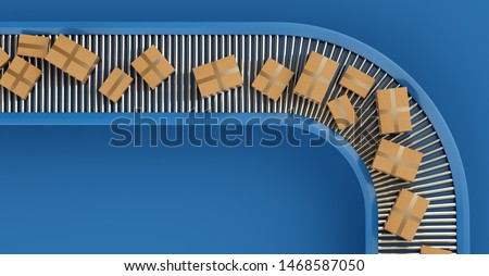 Conveyor belt with orders. Automatic mechanized logistics. 3D Illustration. ストックフォト © 