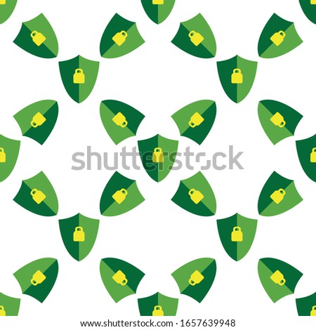 Green shield with locker seamless pattern,suitable for fabric texture, ornament, or digital printing