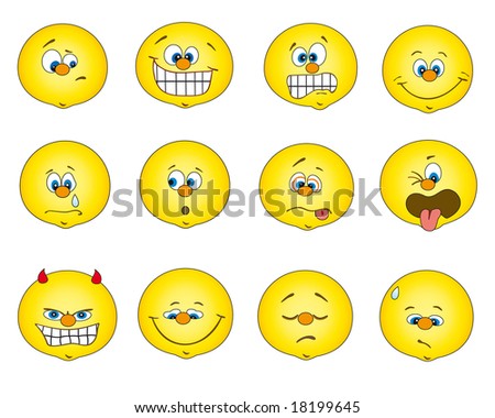 the 12 different emotion smile icons