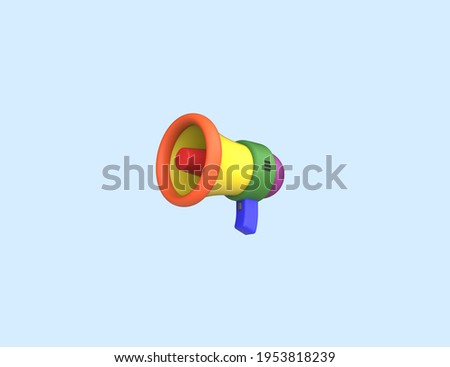 Rainbow Megaphone 3D icon for Gay pride, LGBT pride, LGBTQ symbol. Render model.
