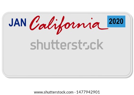 california new car digital registration plate vector illustration
