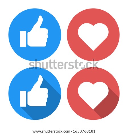 thumb up and heart like isolated icons vector