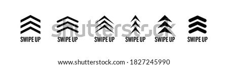 swipe up icon vector button. scroll arrow pointing up. drag to read learn more. isolated on white background. internet graphic concept. modern shape line.