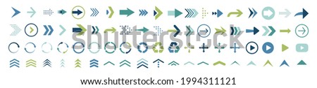 arrow icon set vector illustration. recycle, swipe up, play sign button. modern shape arrows isolated  white background