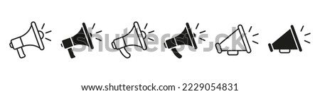 Megaphone icon set. Loudspeaker vector sign. Shout announce isolated on white background. Loud speaker public announcement. 