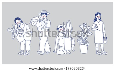 Similar – Image, Stock Photo Boy planting cactus seedling in garden