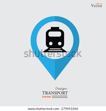 Subway Station or Railway Station Map Pointer Icon Isolated on gray Background.map pointer with train.vector illustration.
