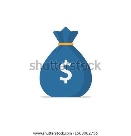 money bag icon with a dollar sign. flat money bag in cartoon style. stock vector illustration isolated on white background.10 eps.