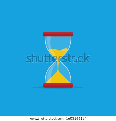 hourglass in flat style stock vector cartoon illustration isolated on blue background.10 eps.