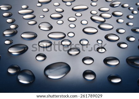 large drops of water on a dark blue gradient background